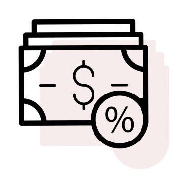 Doları banknot bej gölge beyaz zemin üzerine yüzde ile