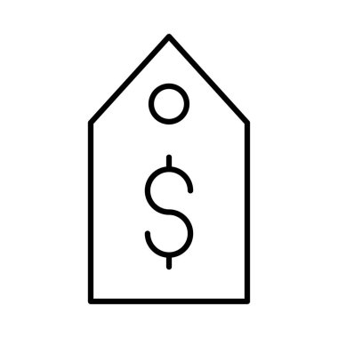 Beyaz arka plan üzerinde izole dolar simgesiyle etiketi