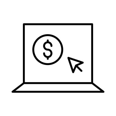 Büyük laptop doları sembolü ve ok ile