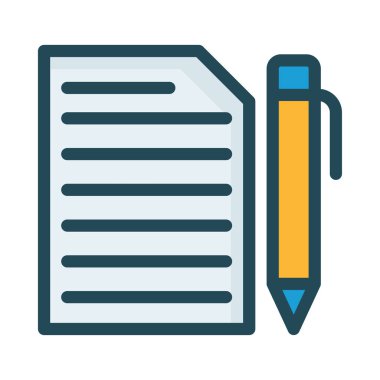 Beyaz arka plan üzerinde izole sarı ve mavi kalem ile belge