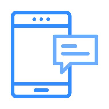 Beyaz arka plan üzerinde mesaj ile mavi anahat Smartphone