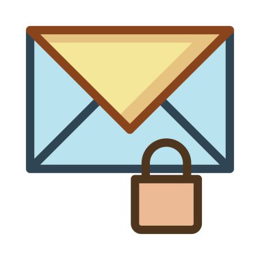 Beyaz arka plan üzerinde izole asma kilit ile renkli zarf