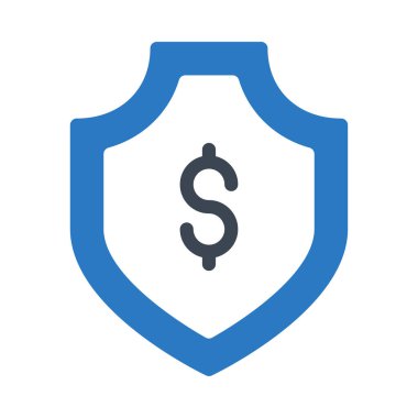 dolar beyaz arka plan üzerinde izole işareti olan mavi koruma kalkanı