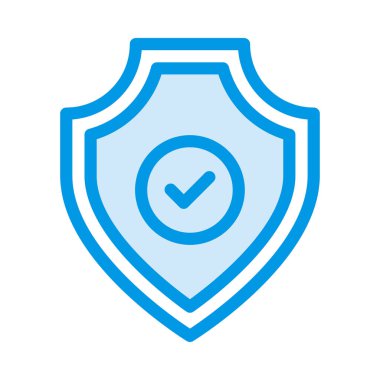 Beyaz arka plan üzerinde izole Onayla işareti ile kalkan koruma