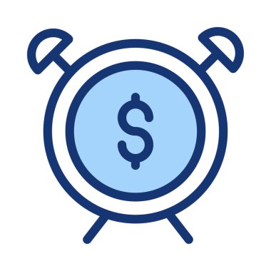 Dolar işareti olan mavi çalar saat