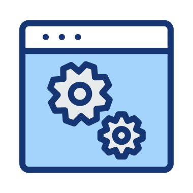 Tablet cihaz ile mavi perde ve dişliler 