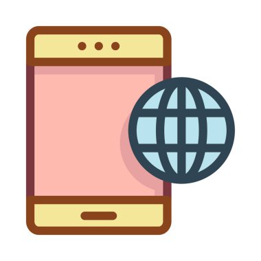 Beyaz arka plan üzerinde izole dünya küre ile renkli smartphone