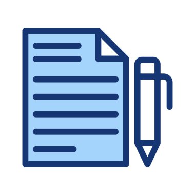 Mavi mektup ve beyaz arka plan üzerinde izole beyaz kalem