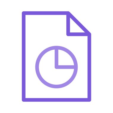 Beyaz arka plan üzerinde izole yuvarlak diyagram simgesi olan belge