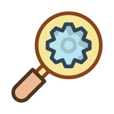 Beyaz arka plan üzerinde izole dişli olan Büyüteç