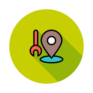 Yeşil daire beyaz arka plan üzerinde izole kahverengi ve mavi Ulaşım krokisi ile kırmızı anahtarı anahtar oturum açmak