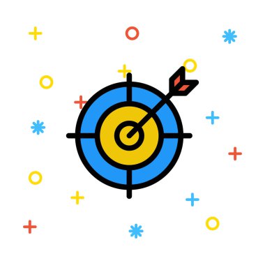 Ok renkli işaretleri beyaz zemin üzerine mavi ve sarı hedefle