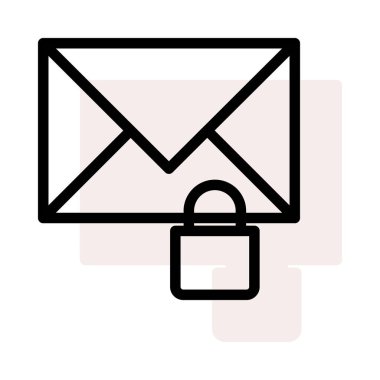 Beyaz arka plan bej gölge ile kürek kilidi olan anahat zarf