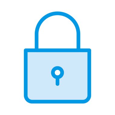 Beyaz arka plan üzerinde izole mavi kapalı kürek kilidi