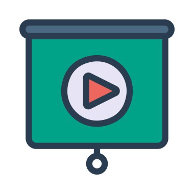 Video sembolü beyaz arka plan üzerinde izole çalmaya ile yeşil kağıt kaydırma