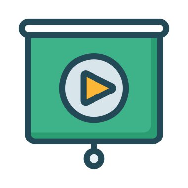 Video sembolü beyaz arka plan üzerinde izole çalmaya ile yeşil kağıt kaydırma