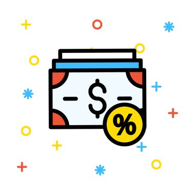 Doları banknot sarı yüzde işareti ile