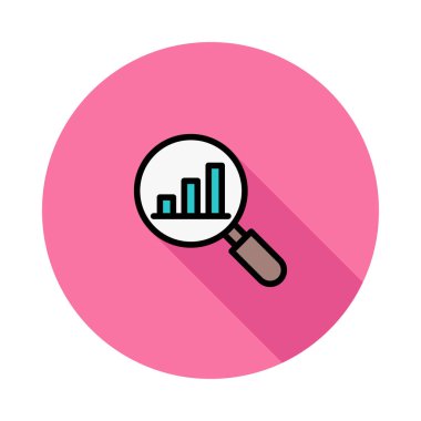 Pembe daire beyaz arka plan üzerinde izole grafikte büyüyen ile kahverengi Büyüteç