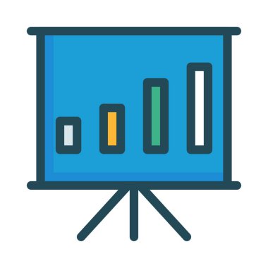 Beyaz arka plan üzerinde izole renkli büyüyen grafik ile mavi tanıtım kurulu