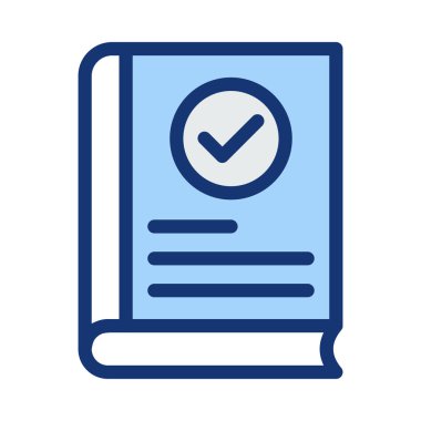 Beyaz arka plan üzerinde izole sağ işareti ile mavi kitap