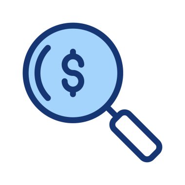 Dolar işareti olan mavi Büyüteç