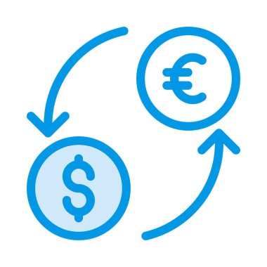 Beyaz arka plan üzerinde dolar ve euro para ile para değiştirme kavramı