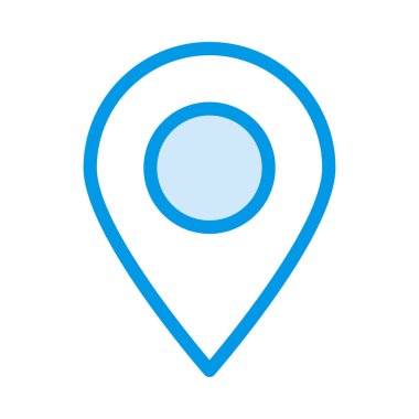 Beyaz arka plan üzerinde izole mavi konumu harita işareti