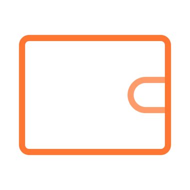 Beyaz arka plan üzerinde izole turuncu kapalı anahat cüzdan