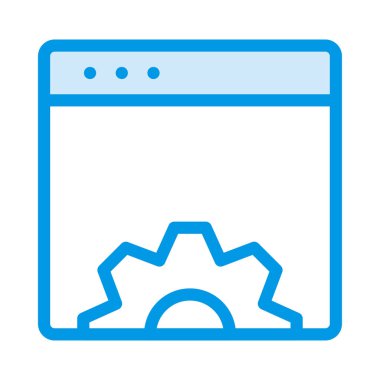 Mavi tablet cihaz ekranında mavi dişli ile