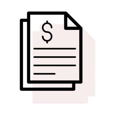 Kağıt belgeleri ile bej gölge beyaz arka plan üzerinde dolar işareti olan