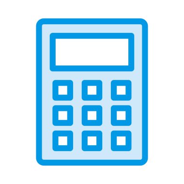 Hesap makinesi ile beyaz arka plan üzerinde izole mavi ekran