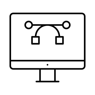 Infographic simgesiyle bilgisayar oturum monitörde