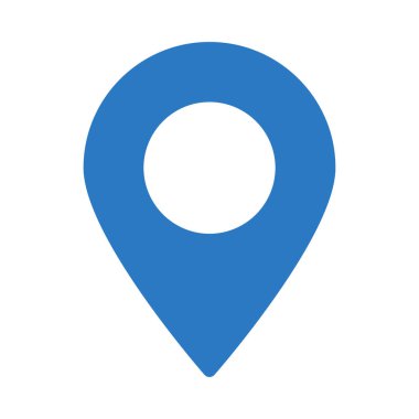 Beyaz arka plan üzerinde izole mavi konumu harita işareti