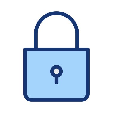 Beyaz arka plan üzerinde izole mavi kapalı kürek kilidi