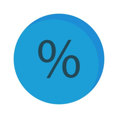 Beyaz arka plan üzerinde izole yüzde simgesi ile mavi daire