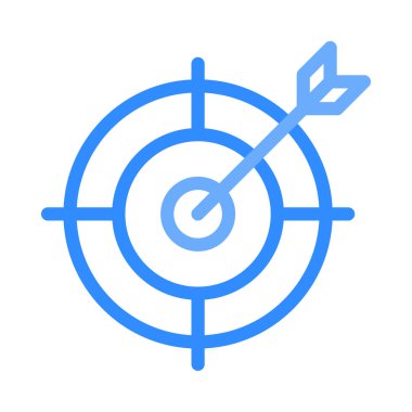 Beyaz arka plan üzerinde izole ok ile mavi hedef