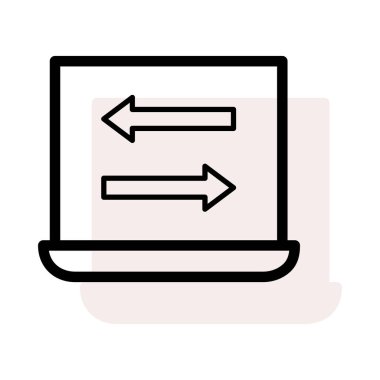 Beyaz arka plan bej gölge ile sol ve sağ okları ile tablet cihaz