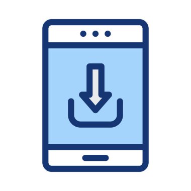 Mavi tablet cihaz download işareti ile