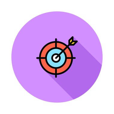 Beyaz arka plan üzerinde izole mor daire ok ile kırmızı ve mavi hedef