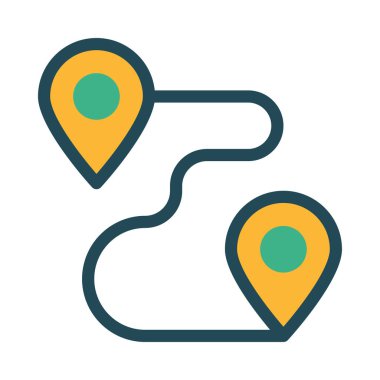 Beyaz arka plan üzerinde izole sarı ve yeşil konumu harita sembolleri