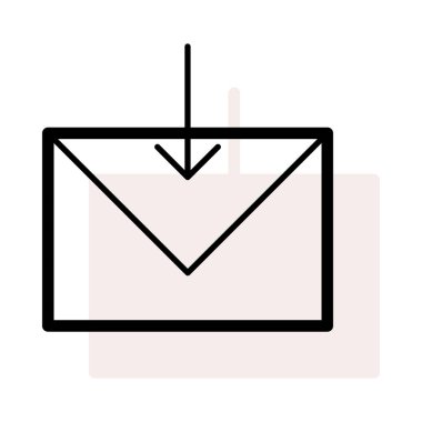 Bej gölge beyaz zemin üzerine aşağı ok ile zarf anahat