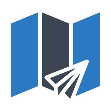 Mavi ve gri katlanmış kağıt beyaz arka plan üzerinde izole uçak ile