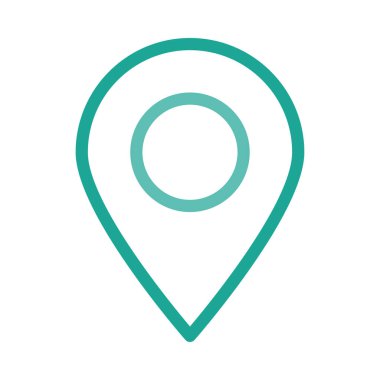 Beyaz arka plan üzerinde izole yeşil anahat konumu harita işareti