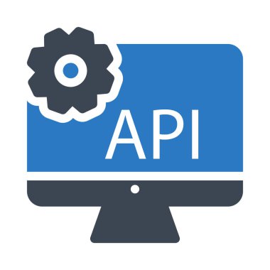 Mavi ekran, API ve beyaz arka plan üzerinde izole dişli bilgisayar monitör