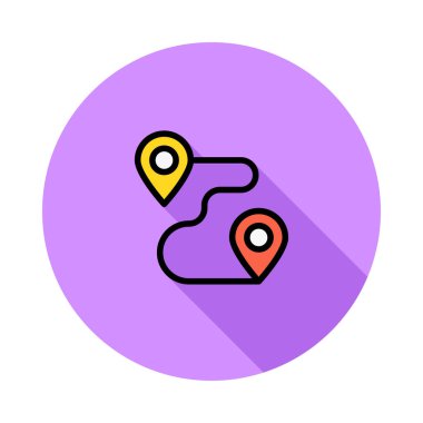 Menekşe daire beyaz arka plan üzerinde izole sarı ve kırmızı Ulaşım krokisi işaretleri