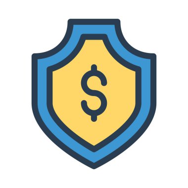 Mavi ve sarı doları sembolü ile kalkan koruma 