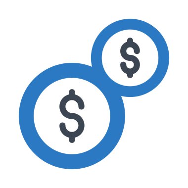 Beyaz arka plan üzerinde izole mavi dolar paraları