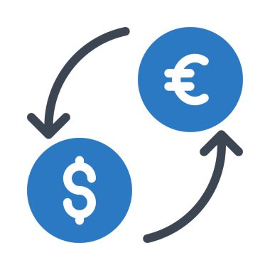 Beyaz arka plan üzerinde dolar ve euro para ile para değiştirme kavramı