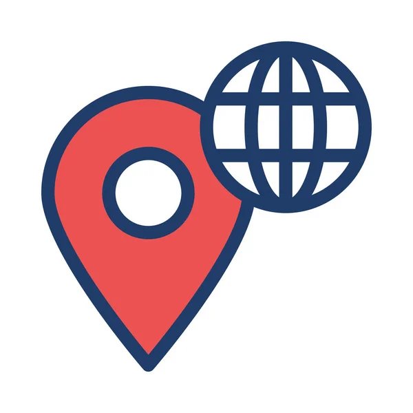 Globe Avec Marque Localisation Isolé Sur Fond Blanc — Image vectorielle