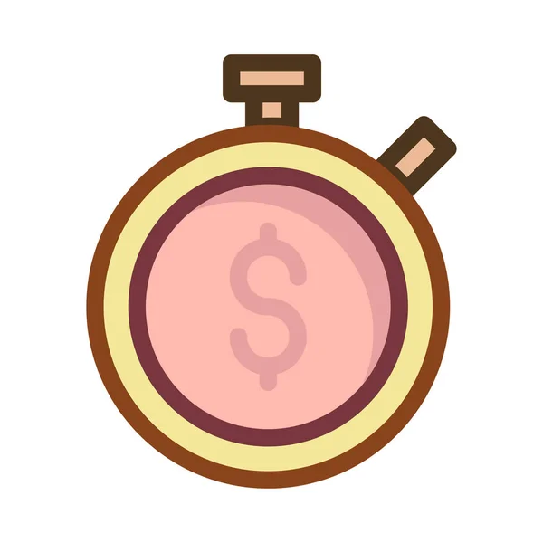 Ροζ Και Κίτρινο Χρονόμετρο Σύμβολο Δολαρίου Που Απομονώνονται Λευκό Φόντο — Διανυσματικό Αρχείο